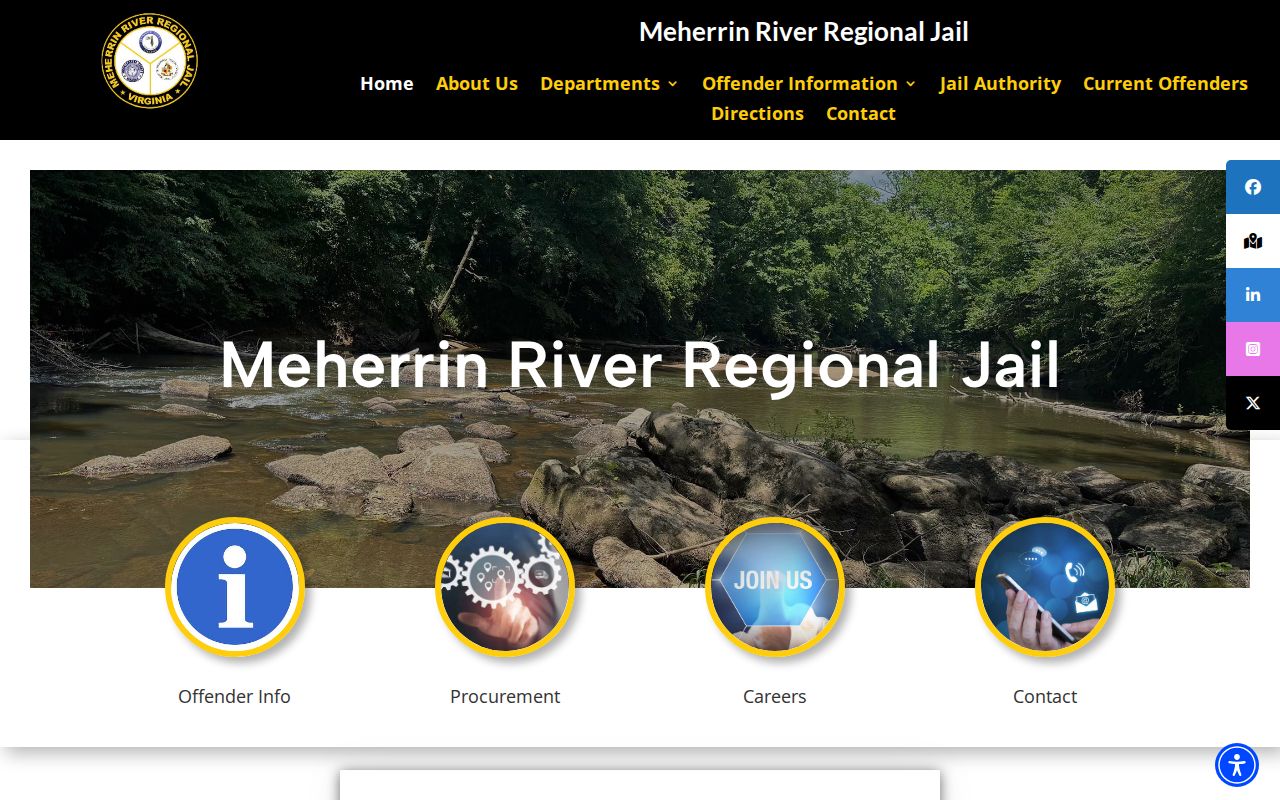 Mecklenburg County MRRJ home page with current roster link and release payment warning